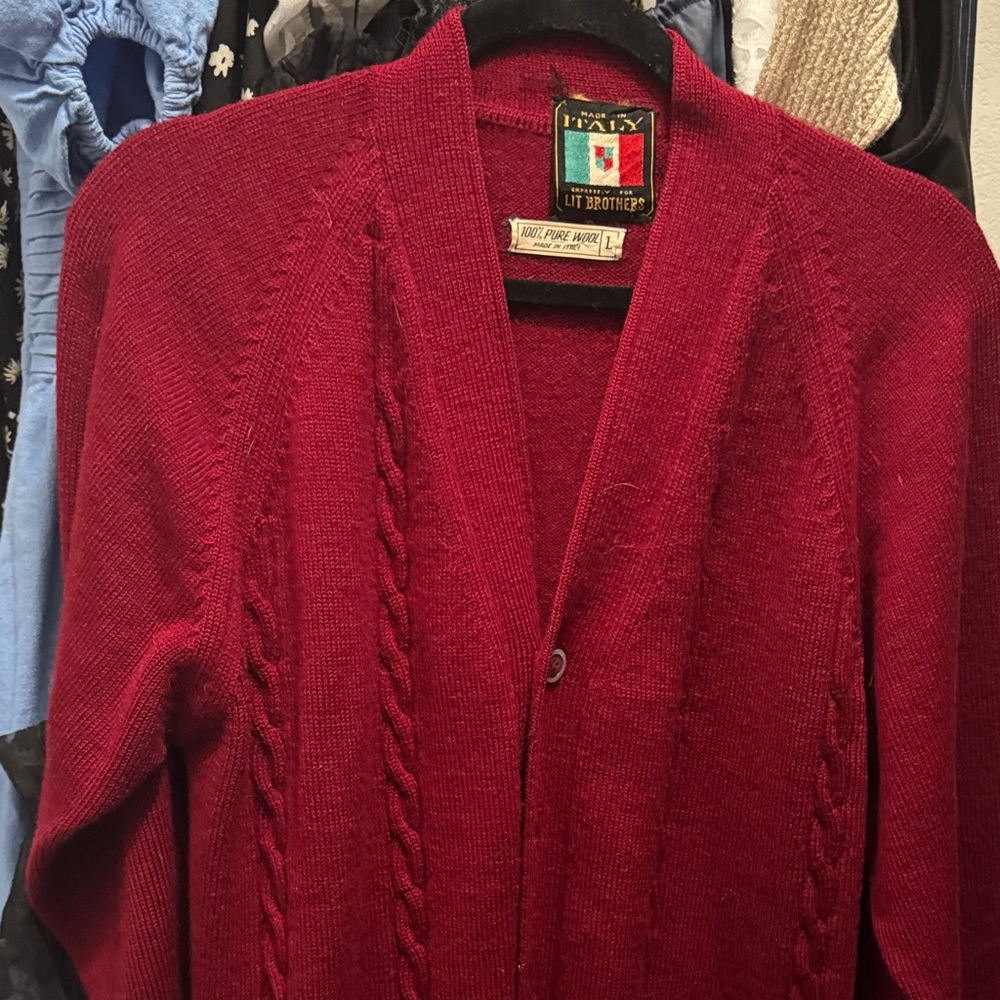 Vintage Red Women's Cardigan Sweater